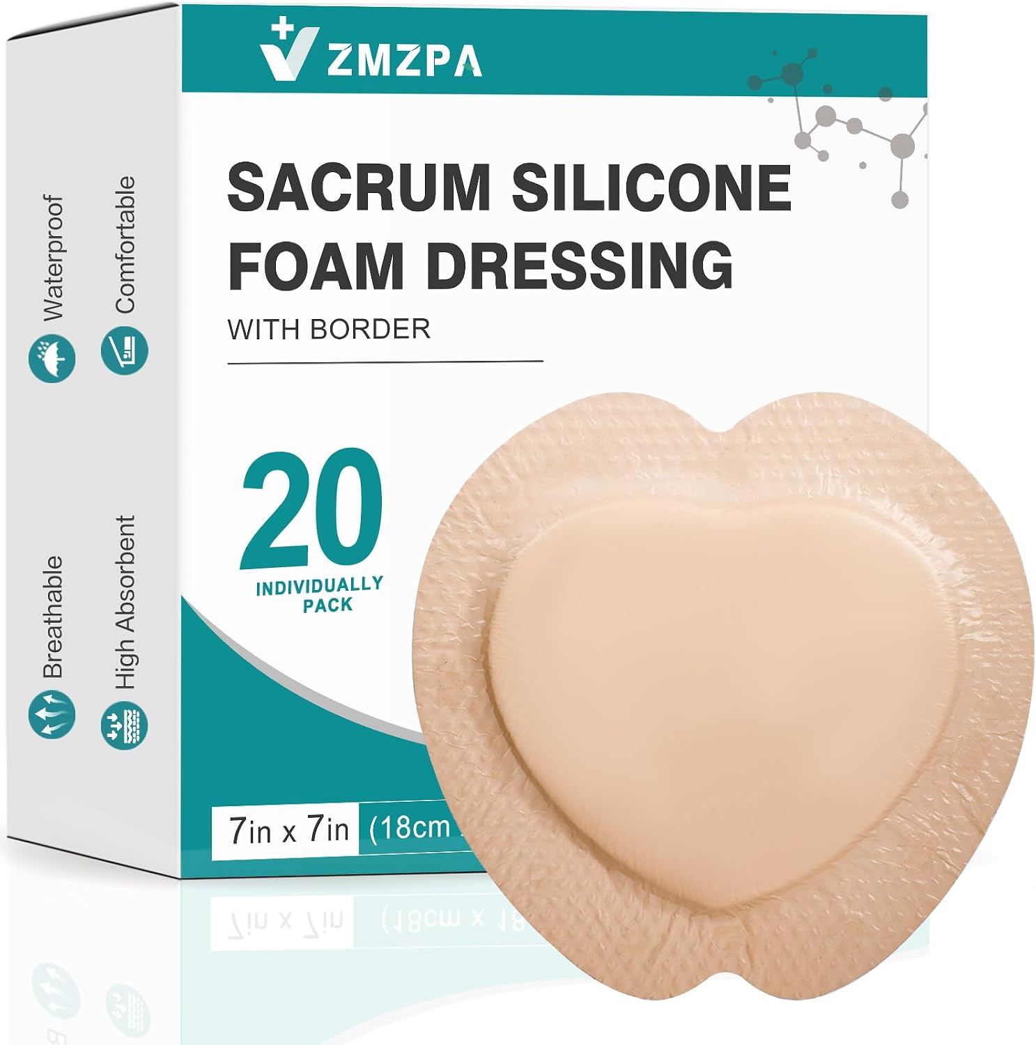 Sacral Silicone Foam Dressing 7x7