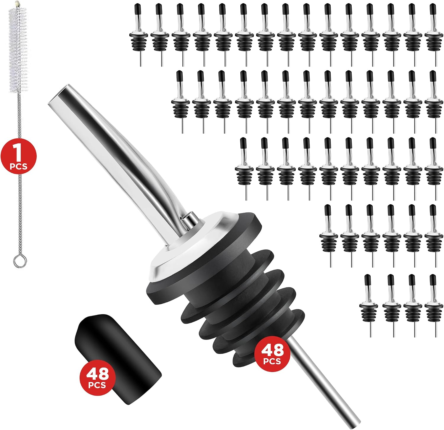 48 Pack Stainless Steel Bottle Pourers