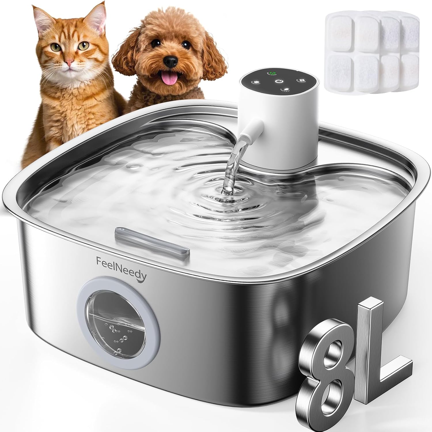 FEELNEEDY 8L Cordless Pet Water Fountain