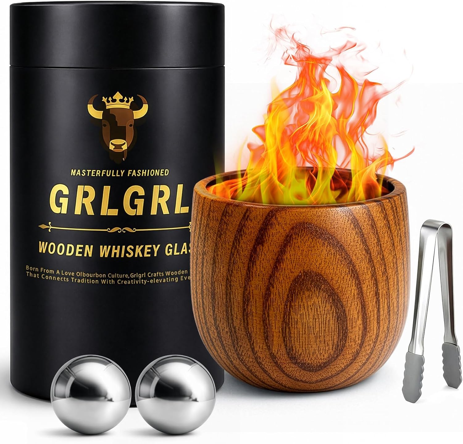 GrlGrl Charred Wooden Whiskey Glasses