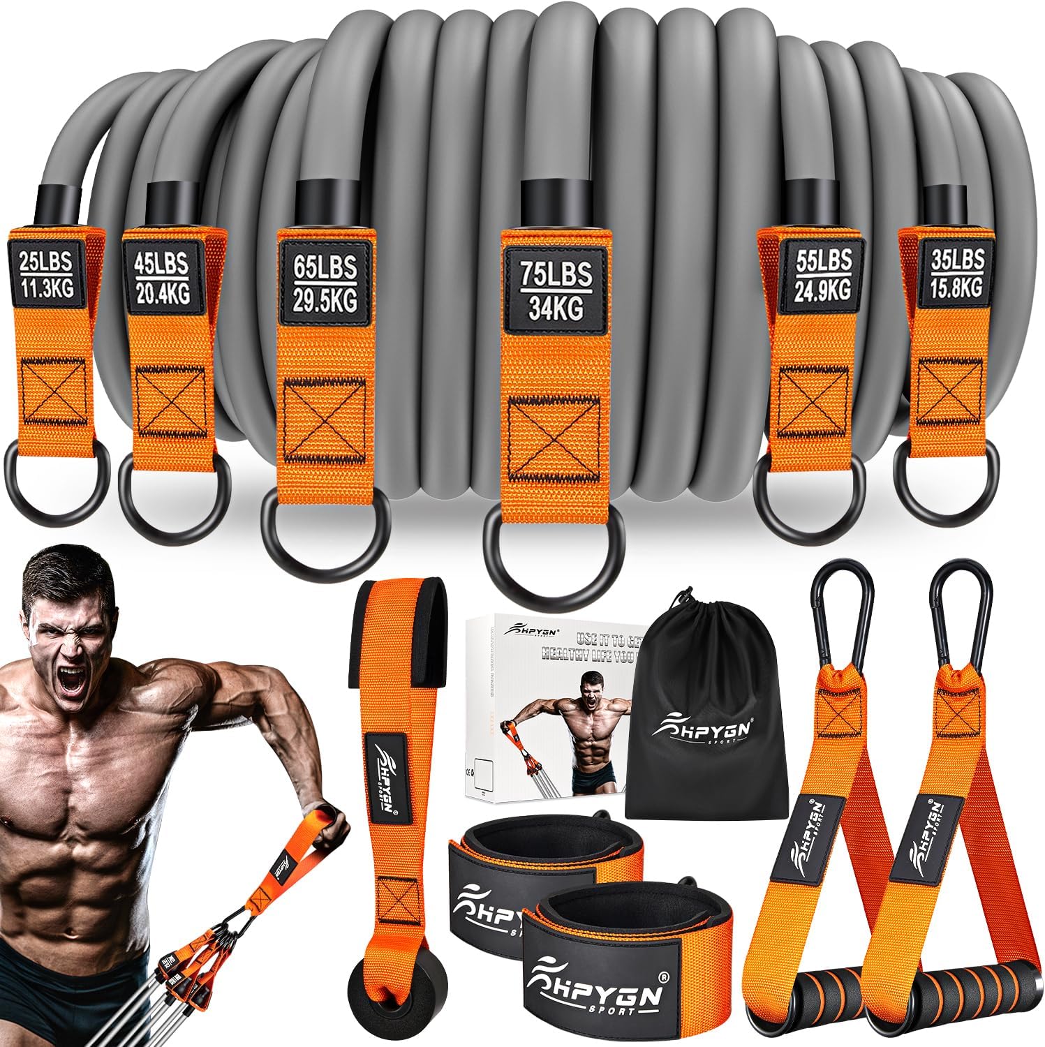 HPYGN Resistance Bands 300LBS