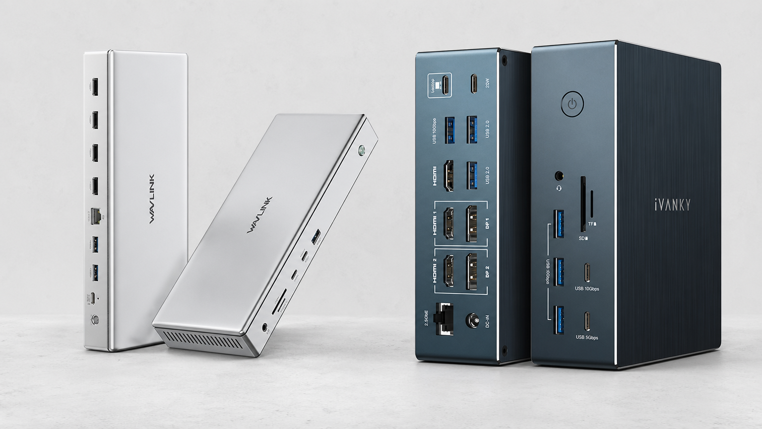 Neutral setup context visual for WAVLINK Pro Docking Station Quad 4K Displays and iVANKY FusionDock Pro 2