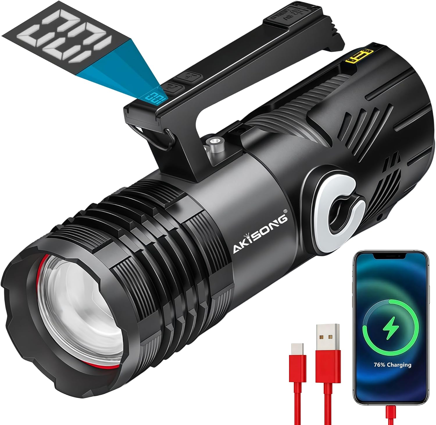 AKISONG 150W XHP360 Rechargeable Spotlight Review: 18,000 Lumens Tested