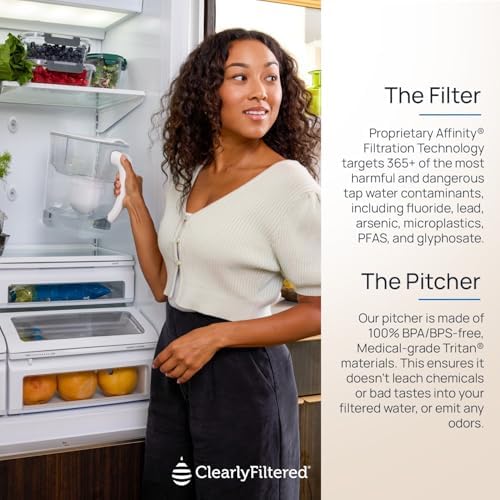 Clearly Filtered water pitcher filtering tap water