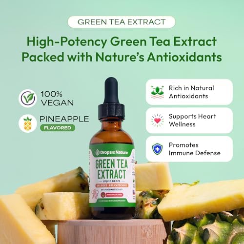 Drops of Nature Green Tea Extract Liquid Drops bottle and dropper