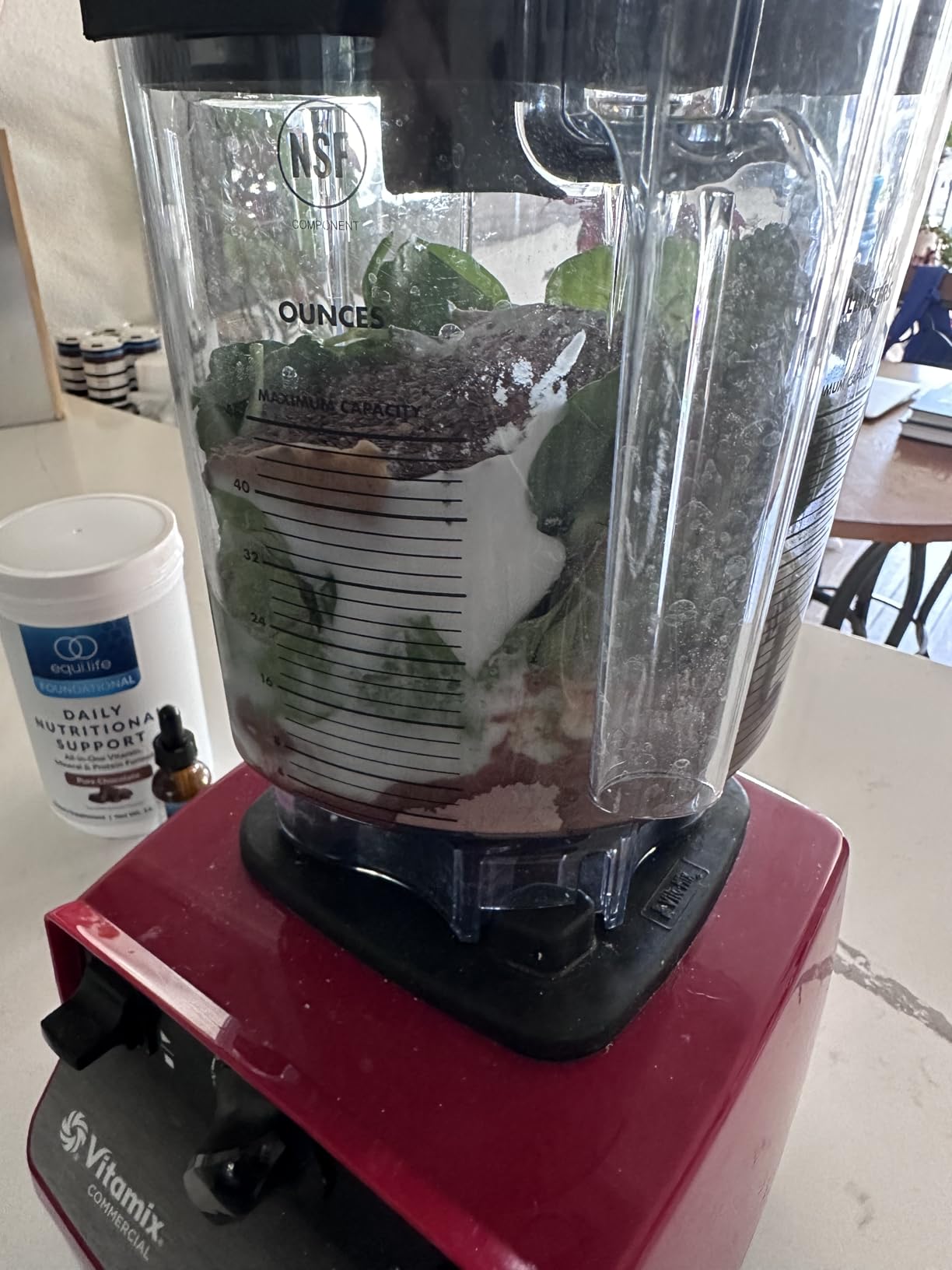 Customer smoothie made with Equip Prime Protein chocolate flavor