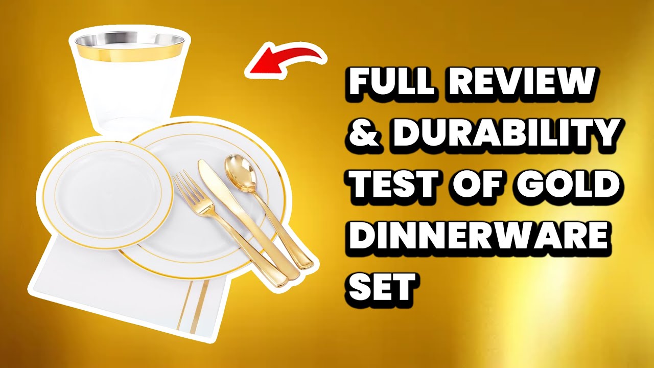 GATHER 700-Piece Gold Plastic Dinnerware Set Review: A Complete Party Solution