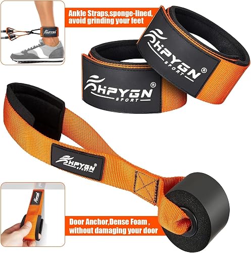 HPYGN resistance bands sponge-lined ankle straps and dense-foam door anchor