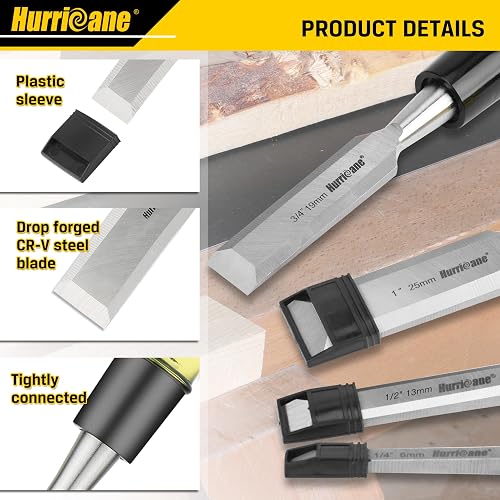 Hurricane chisel set product image highlighting the drop-forged CR-V steel blade and handle construction