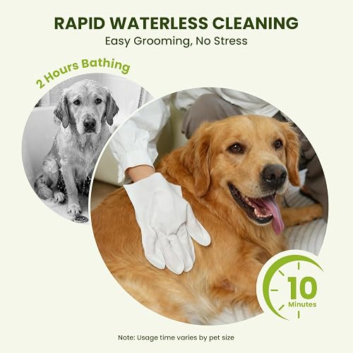 Customer photo showing the oversized pet glove wipe on hand before cleaning