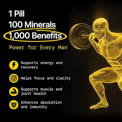 Menerals marketing graphic claiming 1 pill, 100 minerals, and 1,000 benefits for men