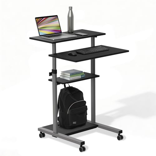 Mount-It Rolling Standing Desk Review: A Mobile Four-Tier Workstation Made For Tall WFH Setups