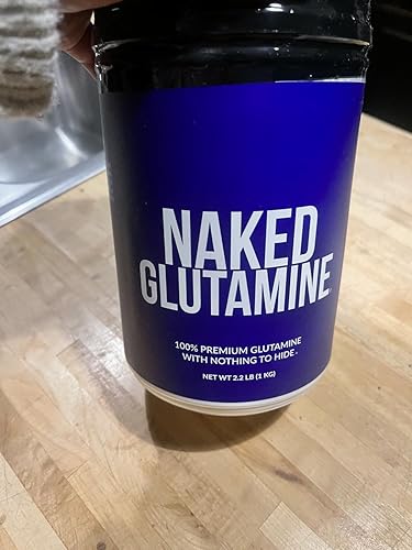Naked L-Glutamine container showing product size