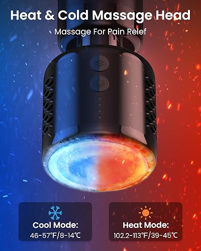 Close-up of the NAPRE hot and cold massage head and the LED speed and battery display