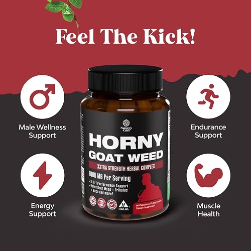 Natures Craft horny goat weed capsules and supplement facts label