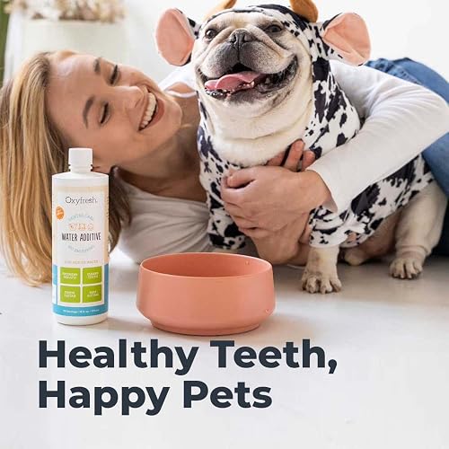 Owner adding the flavorless additive to a pet water bowl