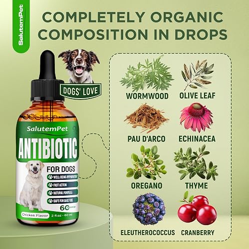 SalutemPet Natural Antibiotics for Dogs ingredient label showing the herbal blend