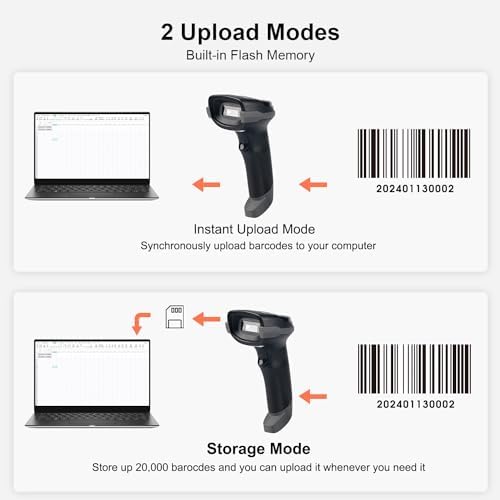 Sumicor barcode scanner reading a 1D barcode with its red aiming line