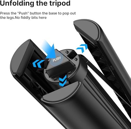 Close-up of the ULANZI TT52 one-touch PUSH button that releases the tripod legs