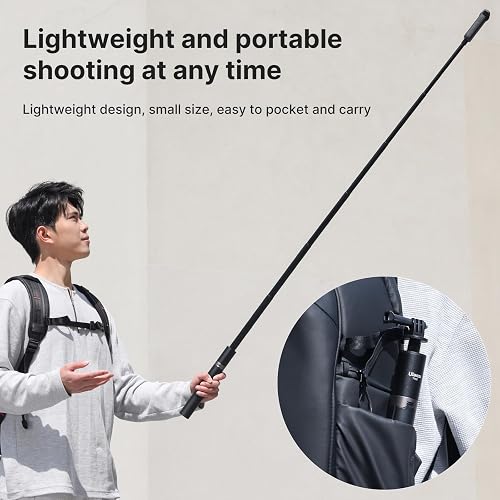 ULANZI TT52 extended as a selfie stick, showing its lightweight, packable design