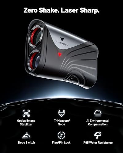 VISTAGET Golvia Ultra golf rangefinder with its magnetic side strip