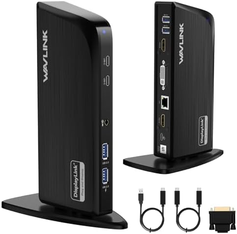 WAVLINK 12-in-1 docking station vertical design with front-facing USB ports